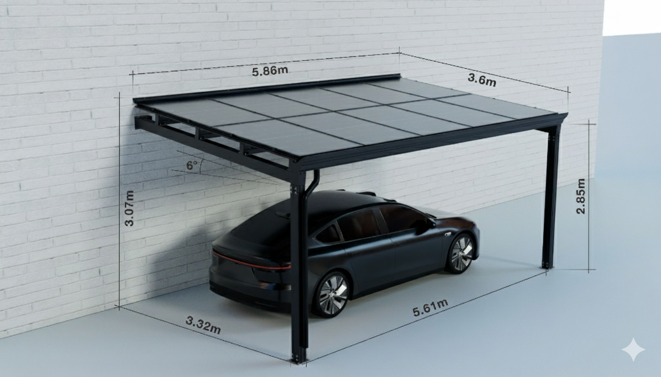 Påbygget enkle bil solcelle carport