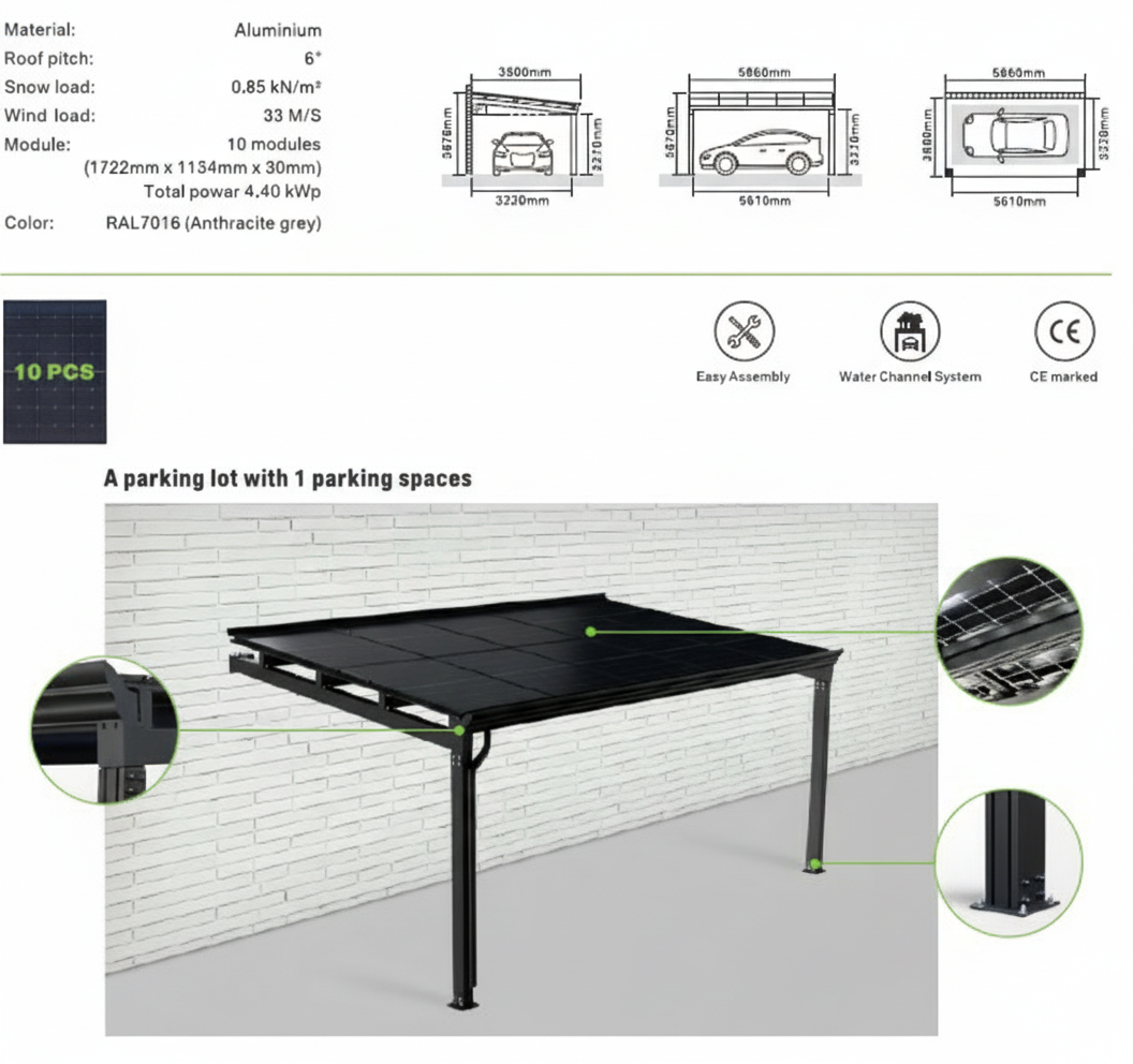 Påbygget enkle bil solcelle carport