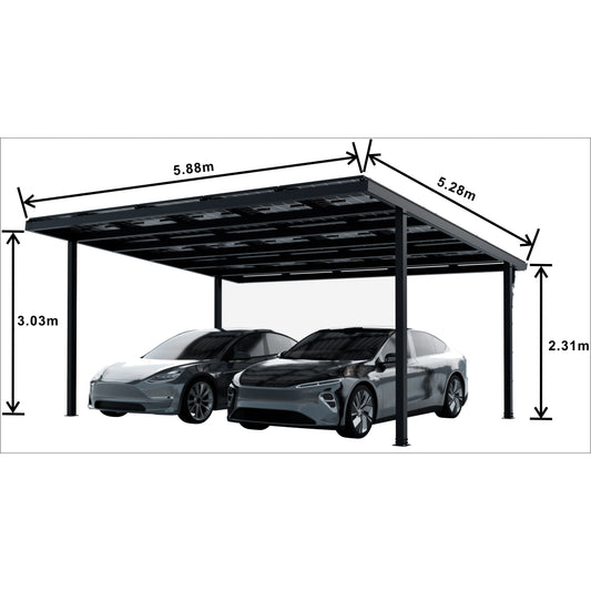 Måltegning af fritstående dobbelt solcellecarport