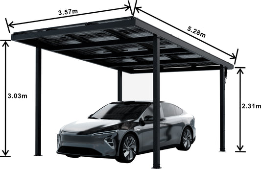 Måltegning af fritstående enkelt solcellecarport
