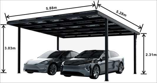 Fritstående dobbelt bil solcelle carport