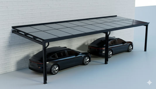 Påbygget dobbelt bil solcelle carport
