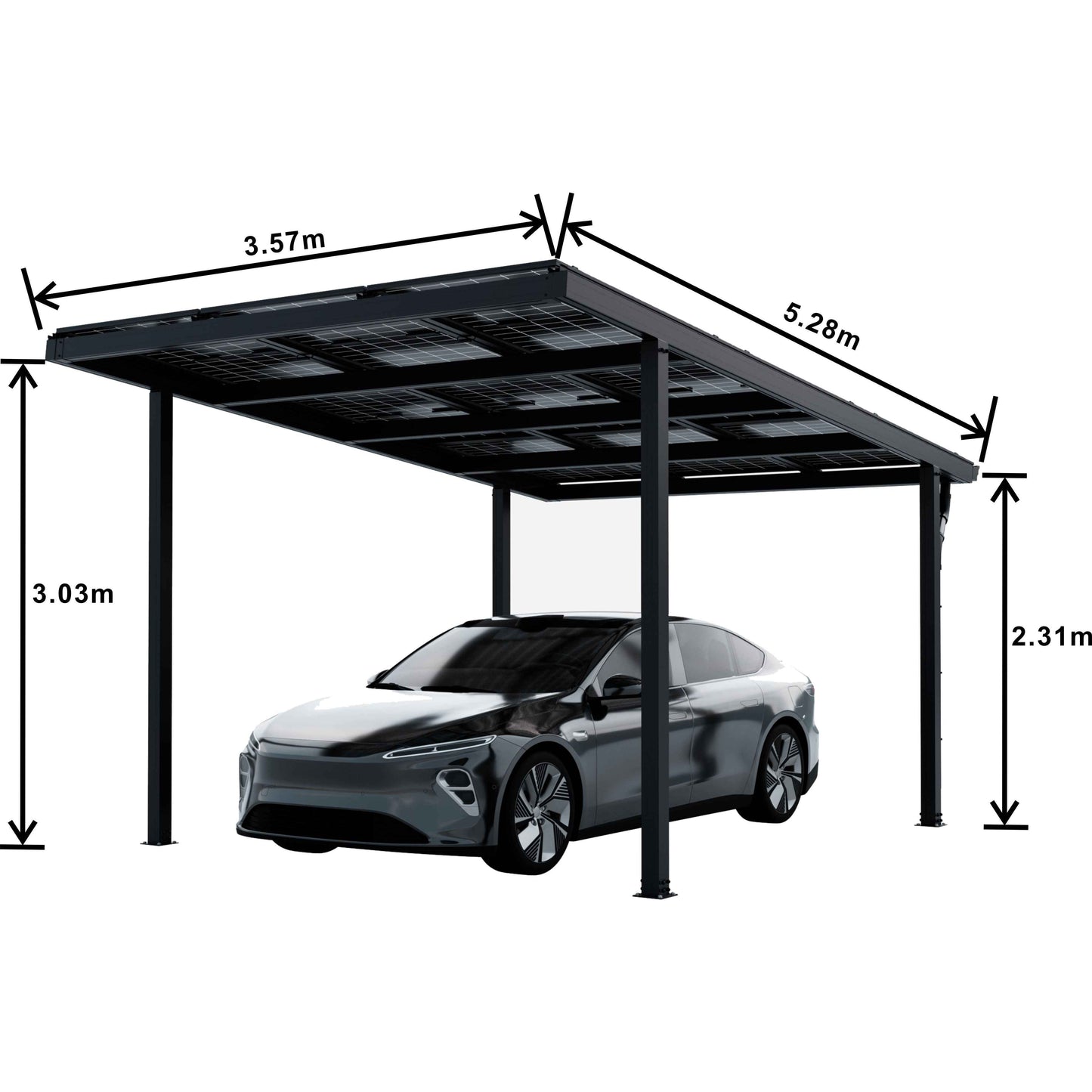 Måltegning af fritstående enkelt solcellecarport