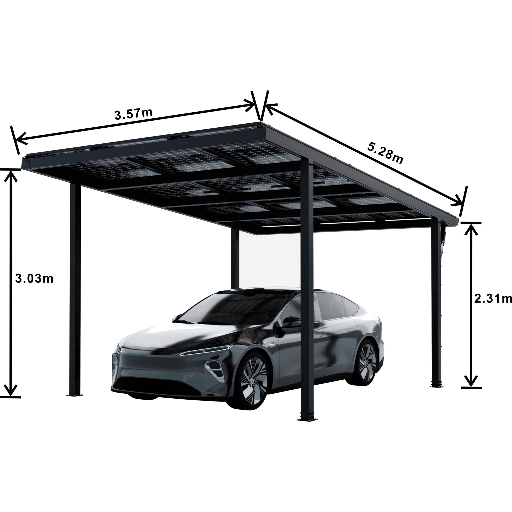 Måltegning af fritstående enkelt solcellecarport